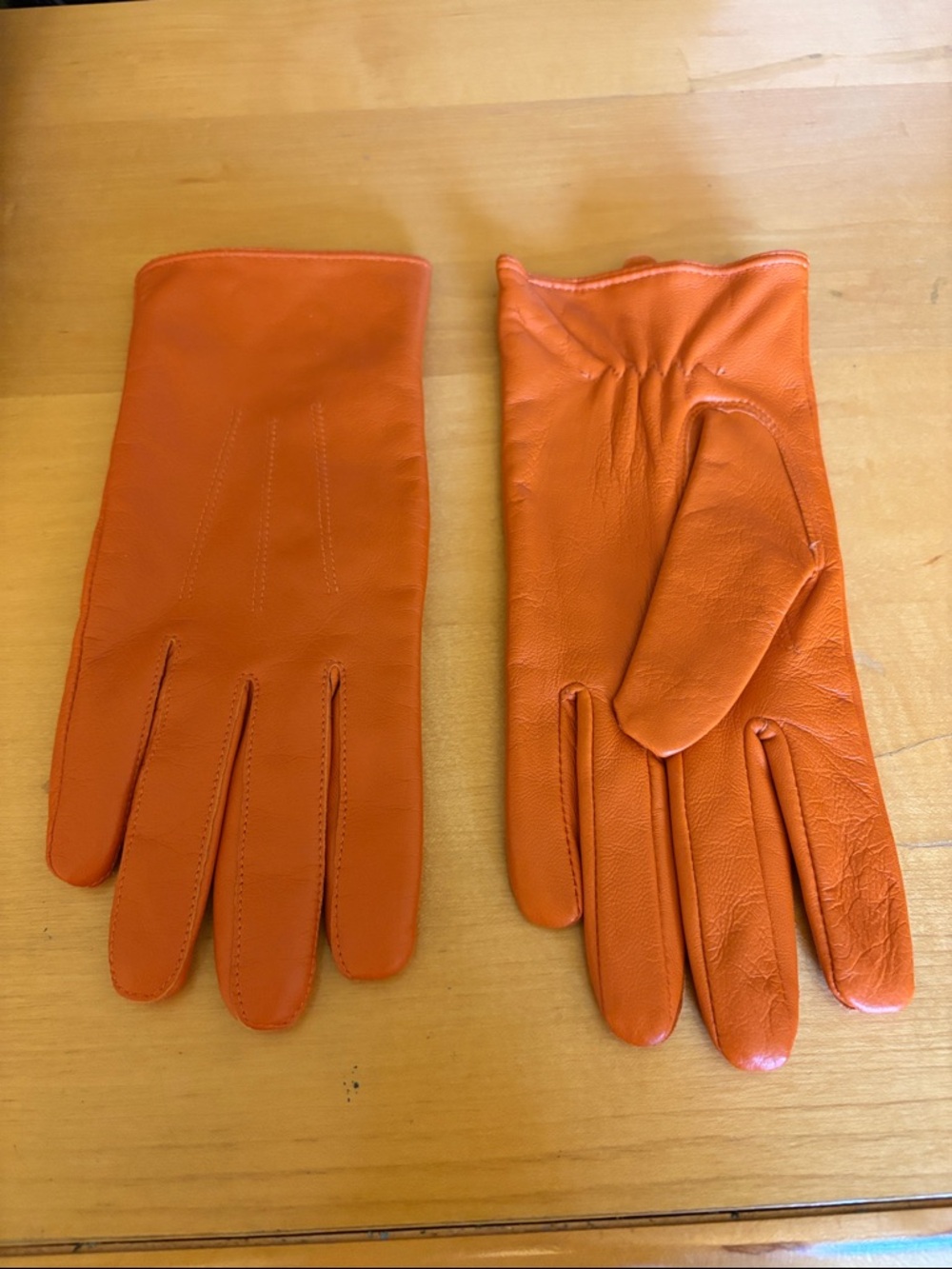 Classic Orange Leather Gloves